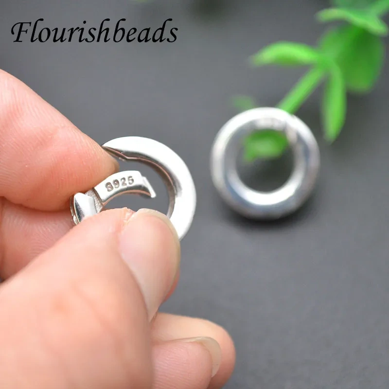 925 Silver Anti Fading O Ring Spring Clasps Round Carabiner Hook Dog Buckles Connector for DIY Fine Jewelry