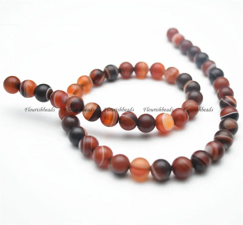 6mm 8mm 10mm 12mm Striated Natural Red Agate Round Beads Jewelry Making Earrings Necklace Stone Loose Beads 5 Strands