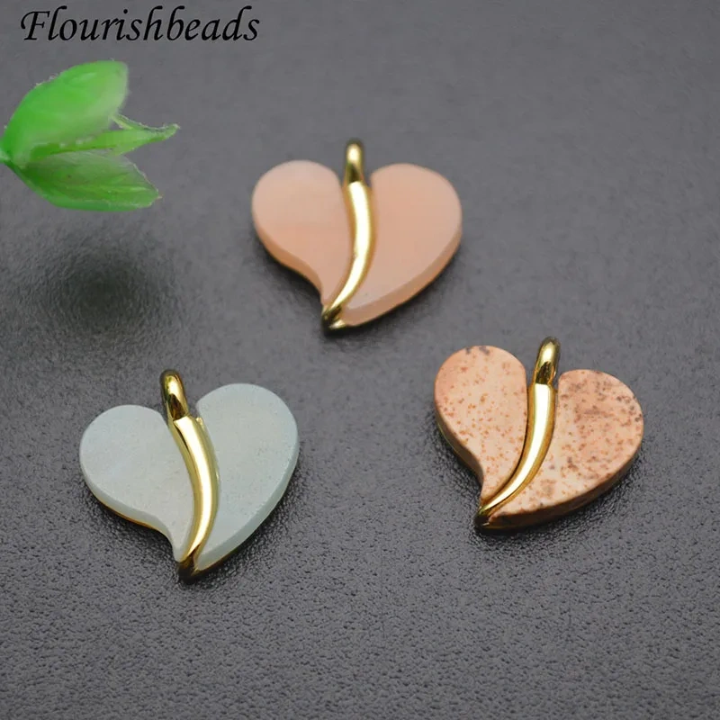 12x12mm New Style Sunstone Cute Love Heart Shape Charms DIY Earrings Necklace Gemston Pendant for Women Jewelry Making