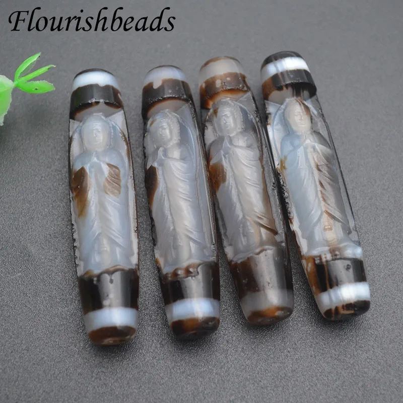 1-3pcs/lot Natural Agate Carved Guanyin Shape Vintage Pendant Tibetan Dzi Beads for DIY  Jewelry Prayer Necklace