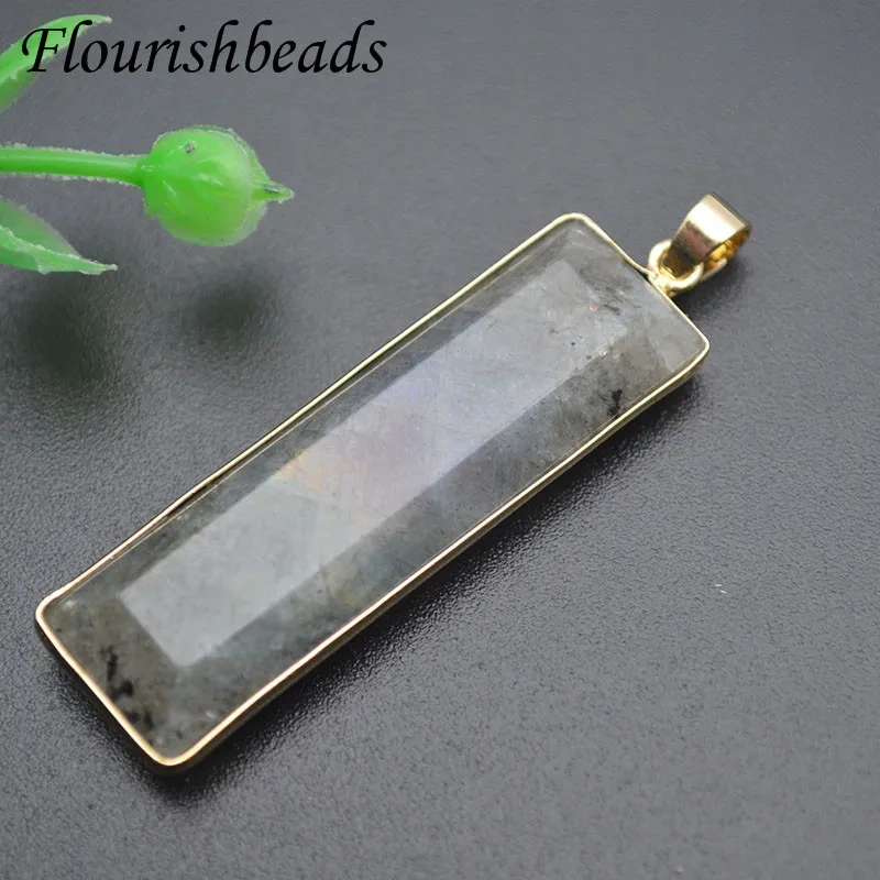 Natural Stone Stone Quartz Pendants Necklace Rectangle Tiger Eye Amethyst Charms for Jewelry DIY Gift 5pcs/lot