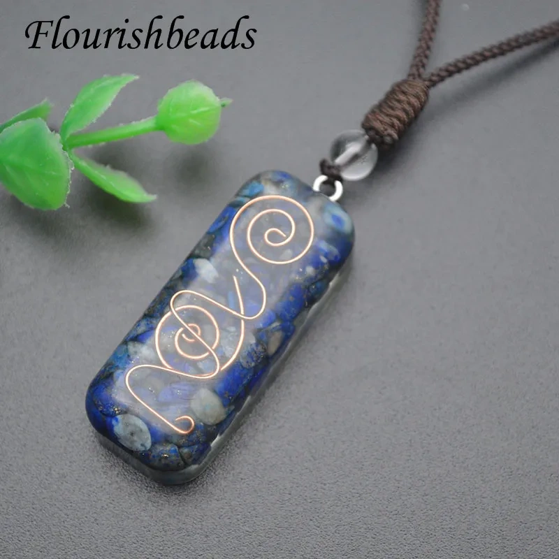 5pcs/lot 16x42mm Natural Stone Crystal Chips Beads Inside Resin Pendant Necklace for Jewelry Gift