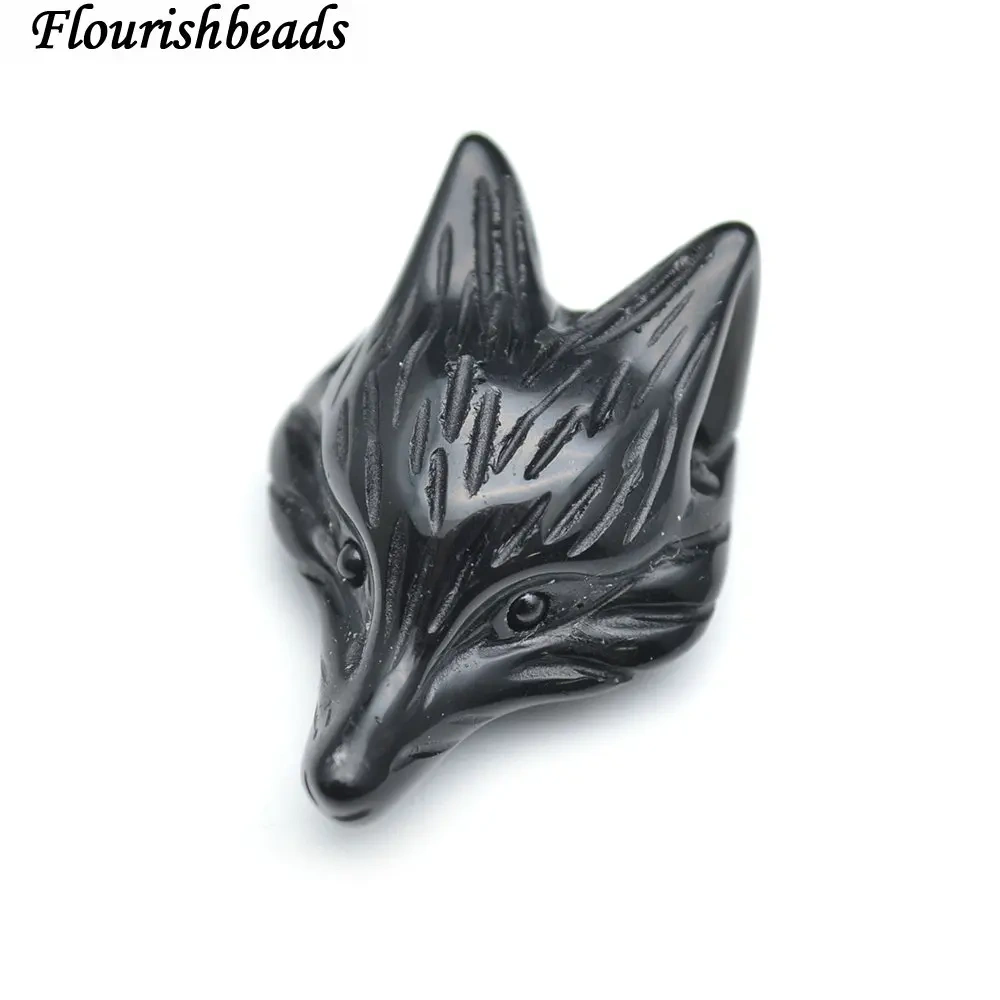 Natural Gemstone Carved Cute Fox Stone Animal Pendant Fit Necklace ( Amethyst / Lapis / Obsidian / African Blood / Unakite)