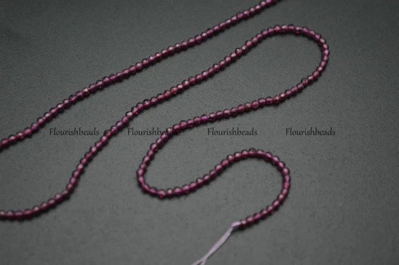 Wholesale Faceted 2mm Natural Purple Garnet Diamond Cutting Stone Round Loose Beads