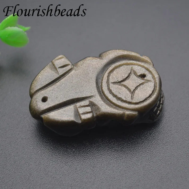Natural Gold Obsidian Money Pixiu Pendant DIY Jewelry Necklace Fashion Accessories Hand-Carved Man Woman Luck Amulet Gifts