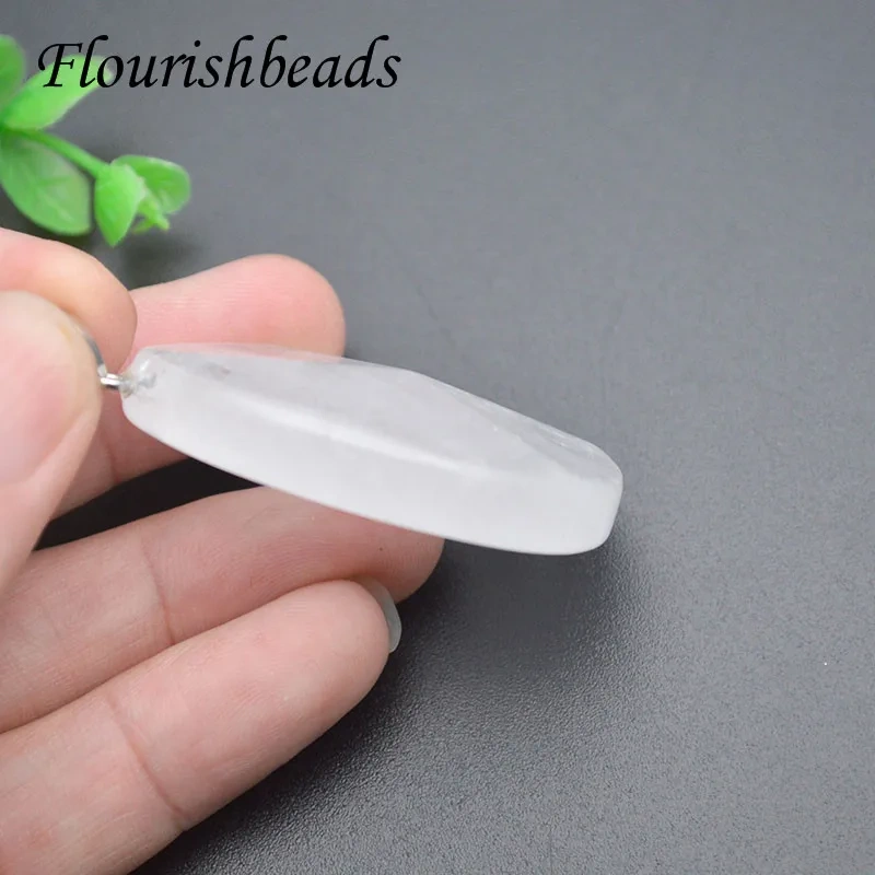 3pcs Natural Stone Green Aventurine White Crystal Quartz Pendant for DIY Jewelry Necklace Making