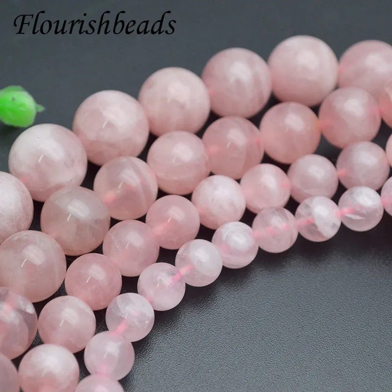 High Quality 10-14mm Natural Stone Madagascar Rose Crystal Quartz Shiny Round Beads DIY Necklace for Jewelry Making