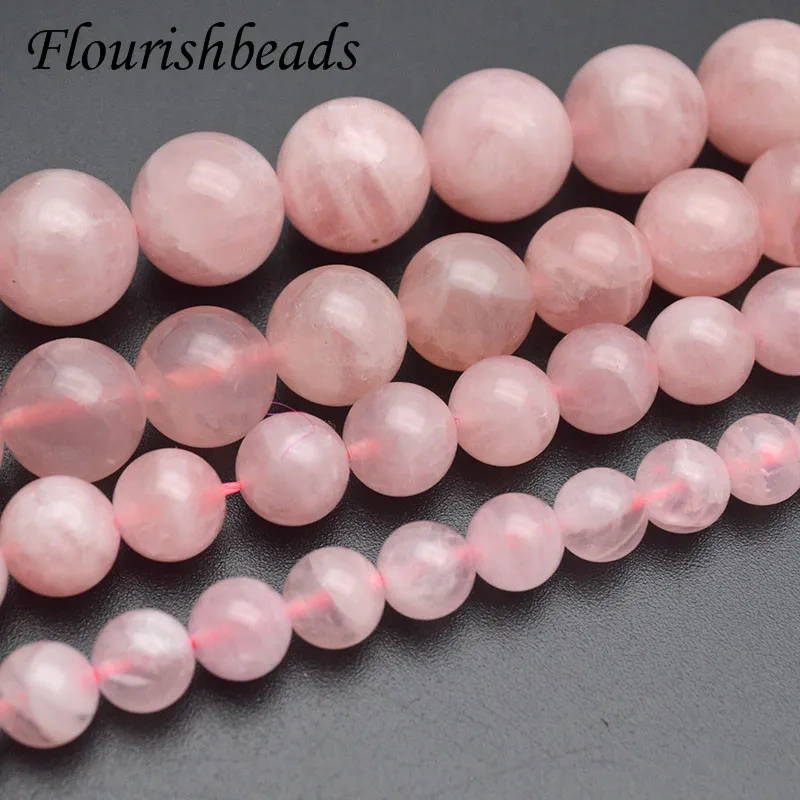 High Quality 10-14mm Natural Stone Madagascar Rose Crystal Quartz Shiny Round Beads DIY Necklace for Jewelry Making