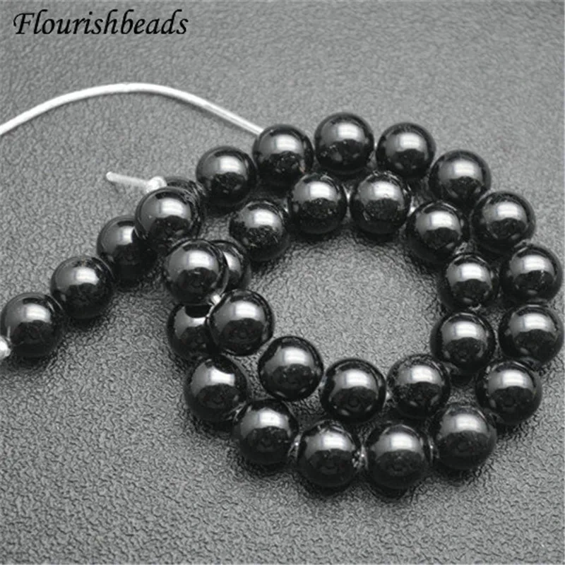6mm 8mm 10mm 12mm Natural Black Tourmaline Stone Round Beads Fine Jewelry Making Smooth Loose Beads 5 Strands
