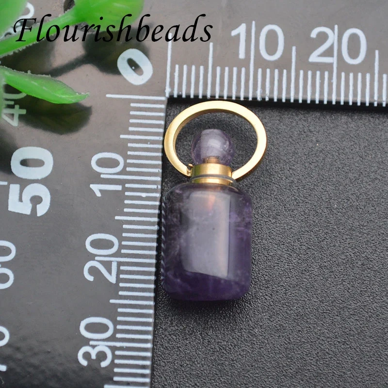 Natural Stone Perfume Bottle Pendant Small Size Crystal Amethysts  for DIY Necklace Pendant Earring  Jewelry Making 5pcs/lot