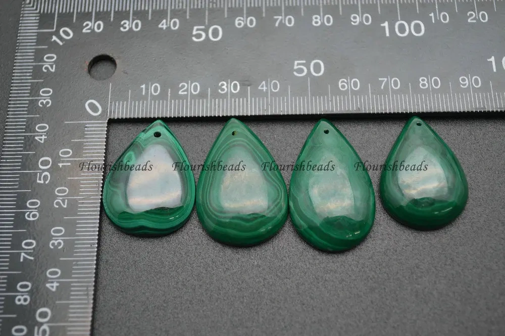 Natural Malachite Flat drop pear shape stone pendant fit necklace making 5pc per lot