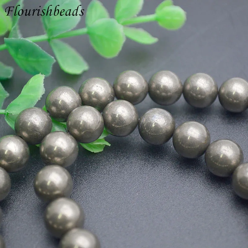 Wholesale Price Natural Stone Pyrite Smooth Round Loose Beads 4-12mm Size for DIY Jewelry Making 2 Strands/lot