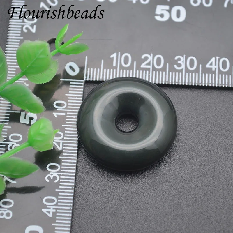 Natural Black Obsidian Gemstone Donut Shape Pendant for DIY Jewelry Making Necklace Classic Gift 5pcs/lot