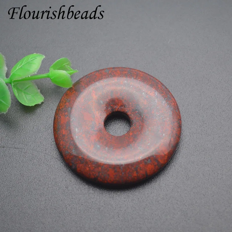 Big Size 40-50mm Natural Stone Round Crystal Agate Quartz Stone Exquisite Donut Pendant for Necklace  Jewelry Making