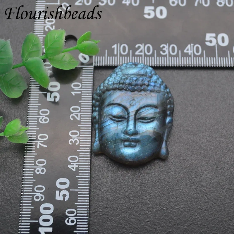 33x40mm Carved Natural Fluorite Buddha Head Pendant Religious Beliefs Lucky Accessories for DIY Jewelry Necklace