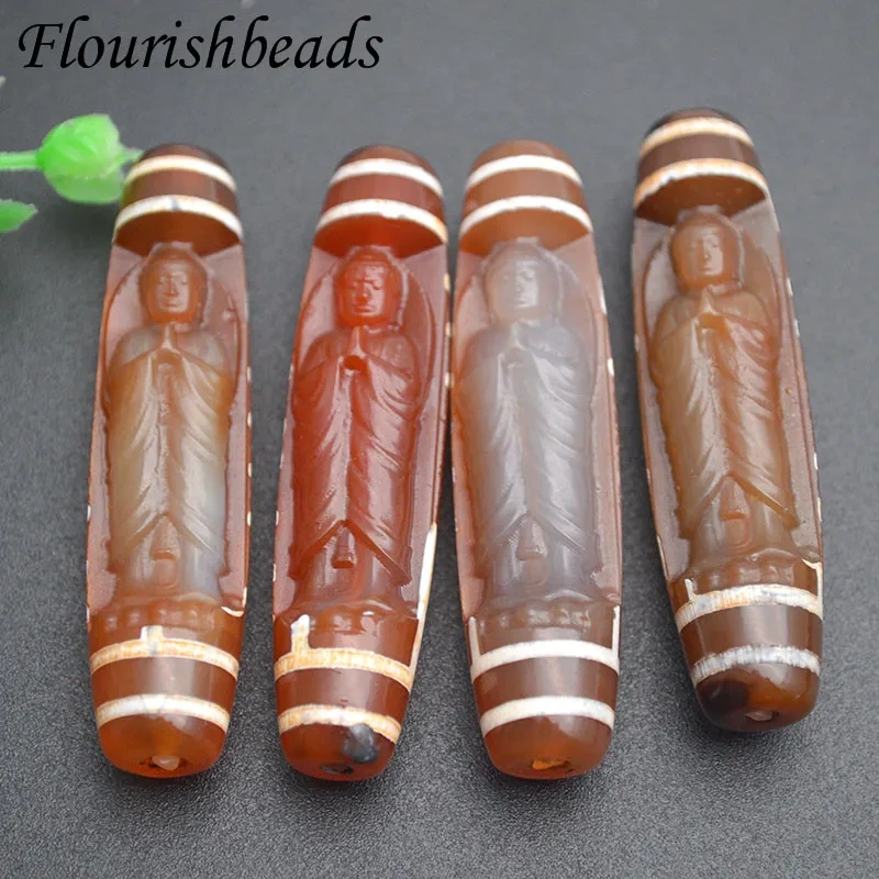 1-3pcs/lot Natural Agate Carved Guanyin Shape Vintage Pendant Tibetan Dzi Beads for DIY  Jewelry Prayer Necklace