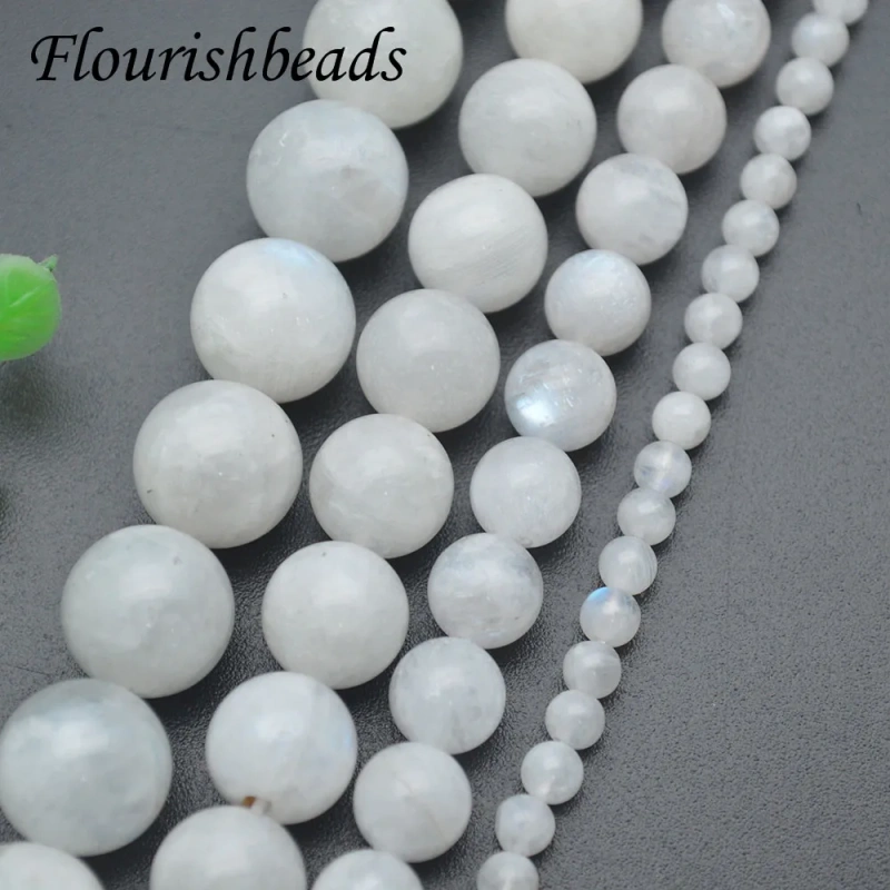 4/6/8/10/12mm Natural Rainbow Moonstone Smooth Round Beads DIY Necklace Bracelet for Quality Jewelry Making 2 strand/lot