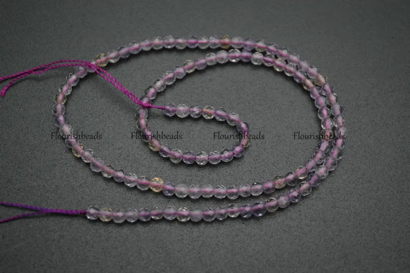 3mm Diamond Cutting Faceted Natural Ametrine Small Size Stone Round Loose Beads