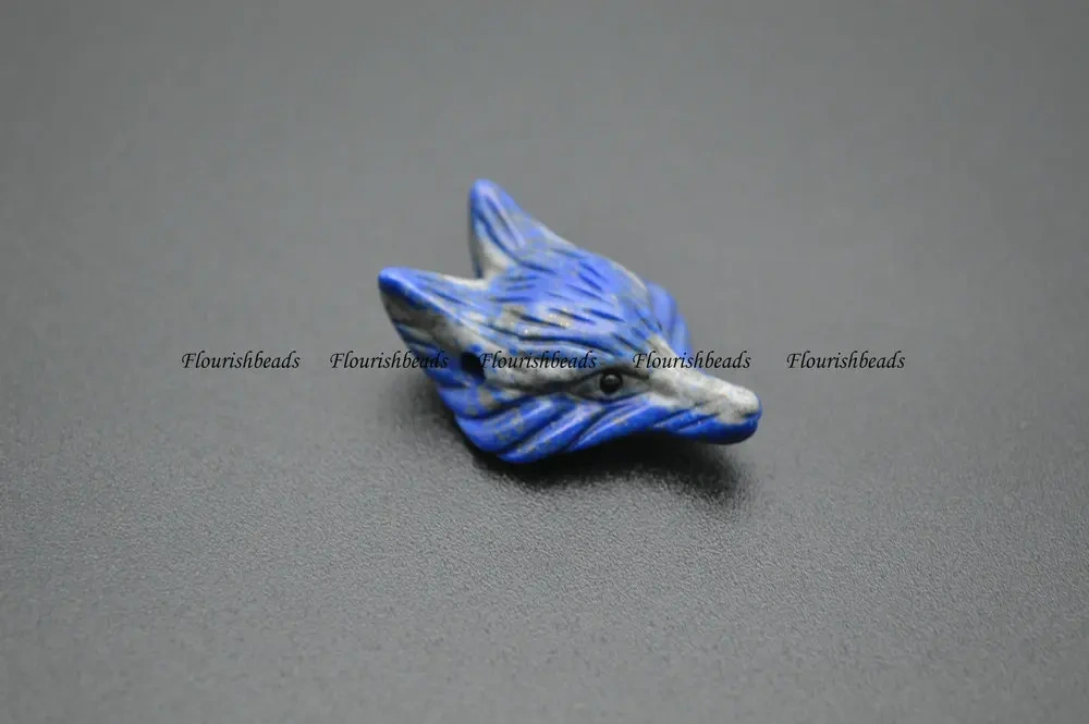 Cute Natural Lapis Lazuli Carving Stone Fox Love Pendant Necklace Making Supplies Gift