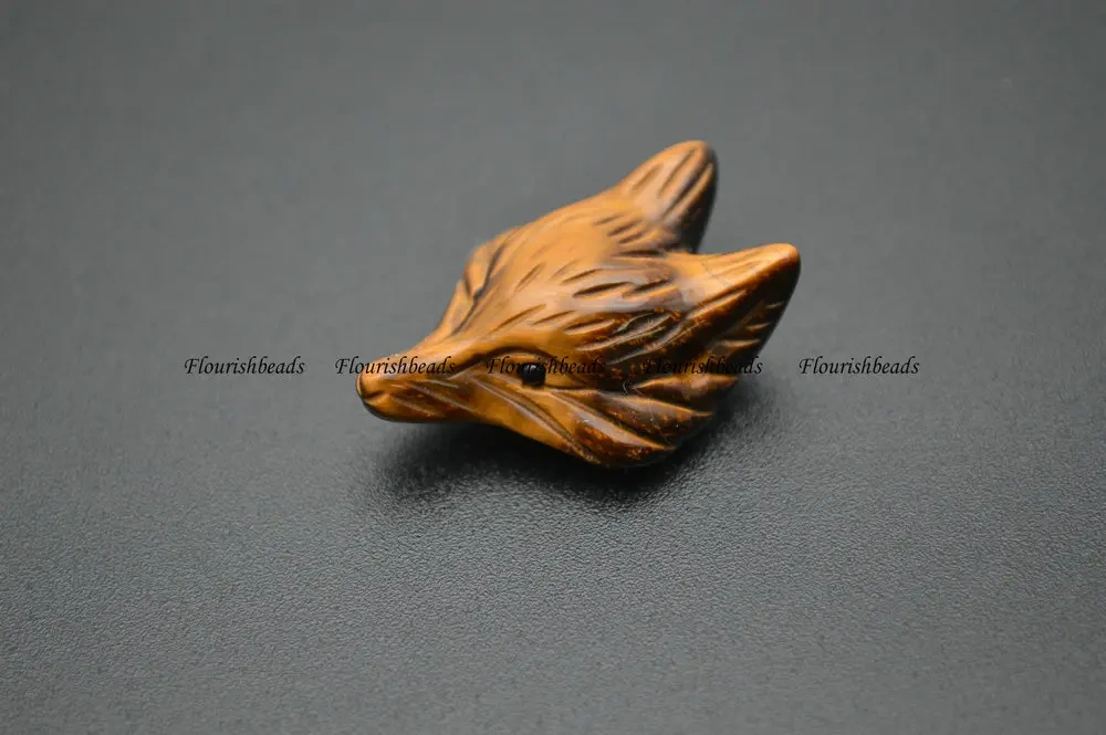 Natural Yellow Tiger Eye Stone Carved Fox Pendant Fit Necklace Making Increase Luck with The Opposite Sex Jewelry