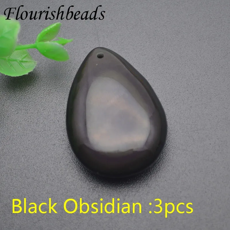 Healing Natural Black Obsidian Drop Shaped Pendant Men and Women Crystal Necklace Pendant Bare Stone Jewelry Souvenirs