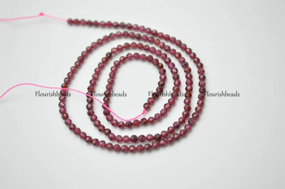 2mm Diamond Cutting Faceted Natural Garnet Stone Round Loose Beads