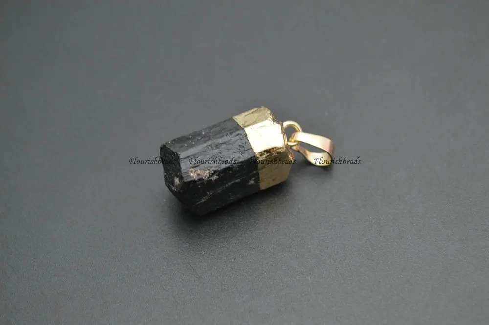 Natural Black Tourmaline Mineral Cyliner Tube Stone Pendants fit Necklace making