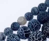 6mm 8mm 10mm Matte White and Black Color Dragon Veins Agate Stone Round Loose Beads Jewelry Making Supplies