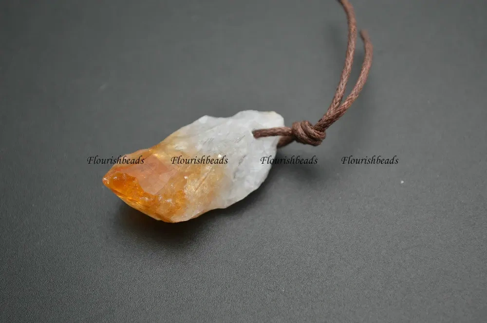 Small size Natural Roguh Citrine Mineral Quartz Stone Charm Pendants 10pc per lot