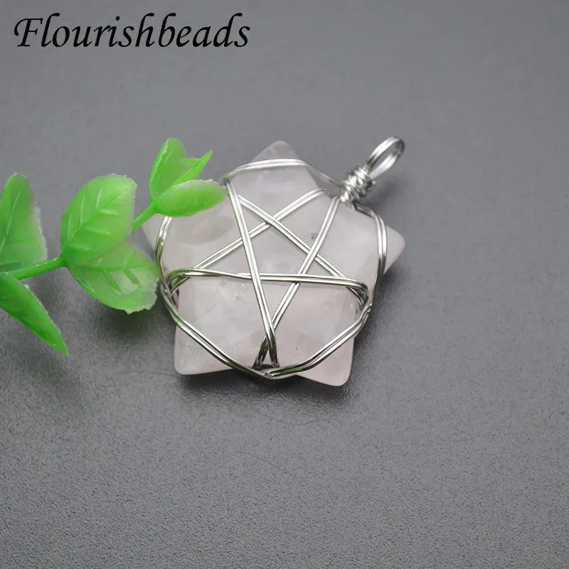 Good Quality Natural Stone Star Charms Energy Pendants Crystal Quartz  for Diy Jewelry Accessories Making 5pcs/lot