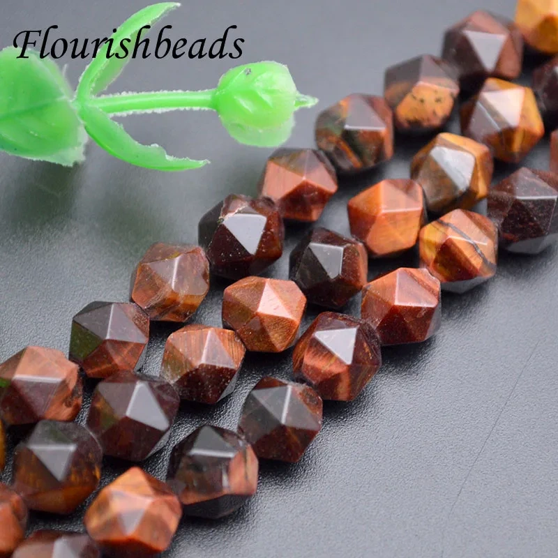 8mm Natural Stone Faceted Tourmaline Tiger Eye Beads for Jewelry Making DIY Charm Bracelet Necklace Accessories 5strand/lot