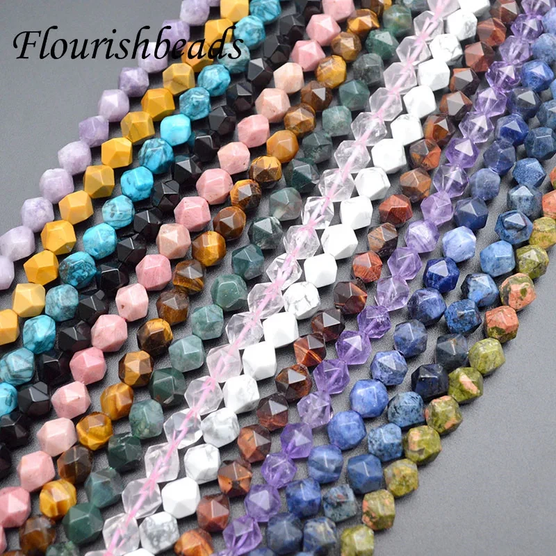 8mm Natural Stone Faceted Tourmaline Tiger Eye Beads for Jewelry Making DIY Charm Bracelet Necklace Accessories 5strand/lot