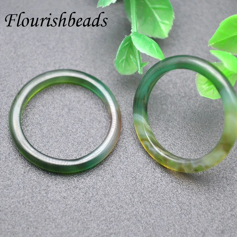 New Top Quality Natural Agates Chalcedony Round Finger Rings for Women Men Gift Wholesale 50pcs /lot