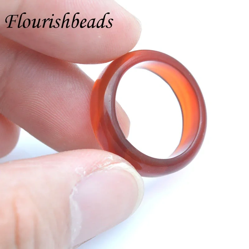 Wholesale Width 6mm 30pcs/lot New Top Quality Natural Agates Chalcedony Finger Rings for Women Men Gift