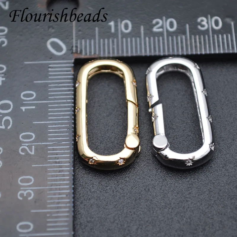 13x26mm Gold Silver Color Push In Gate Lock Oval Carabiner Spring Gate Clasp DIY Qulaity Jewelry Making Supplier 5pcs/lot