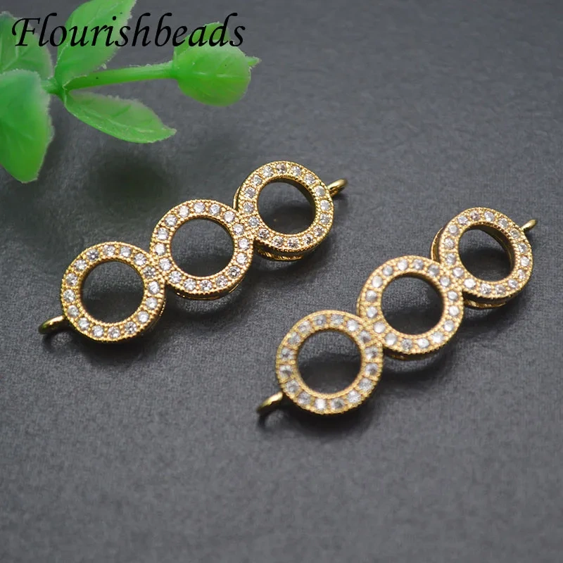 High Quality Copper Gold Plated Three Rings Circle Connector Handmade DIY Bracelet  Jewelry Accessories 20pcs