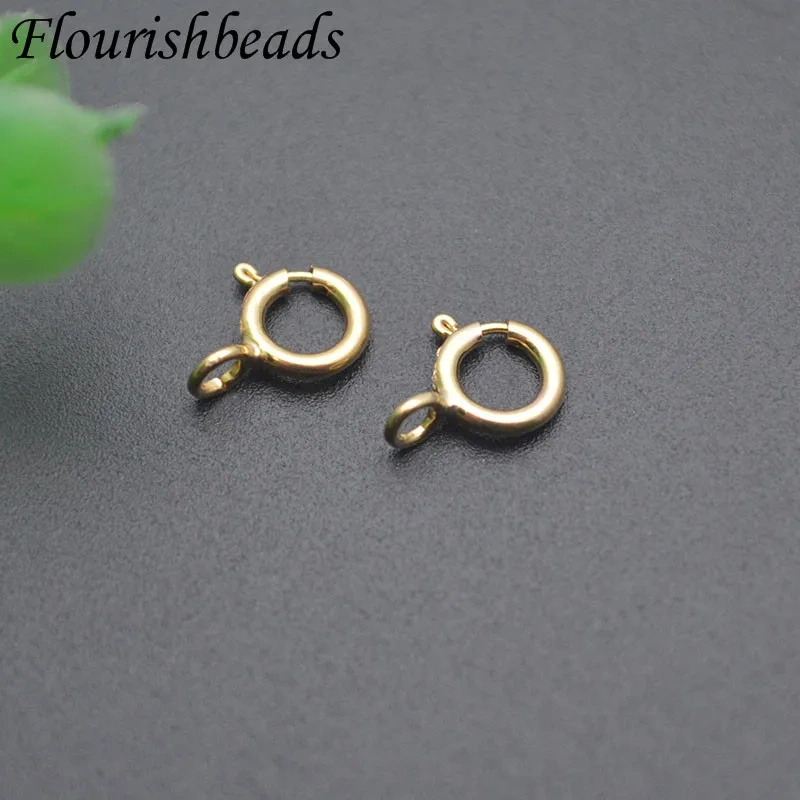30-50pcs High Quality 14K Gold Filled Spring Ring Clasps Hooks for Women Handmade DIY Bracelets Necklace Making Findings