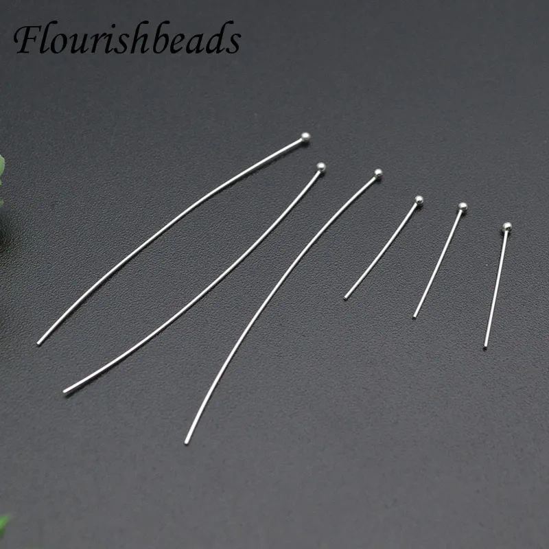 Wholesale 100pcs/lot 925 Sterling Silver Ball Pins 20 50mm Ball Head Pins Needles Findings Diy  for Jewelry Making Accessories