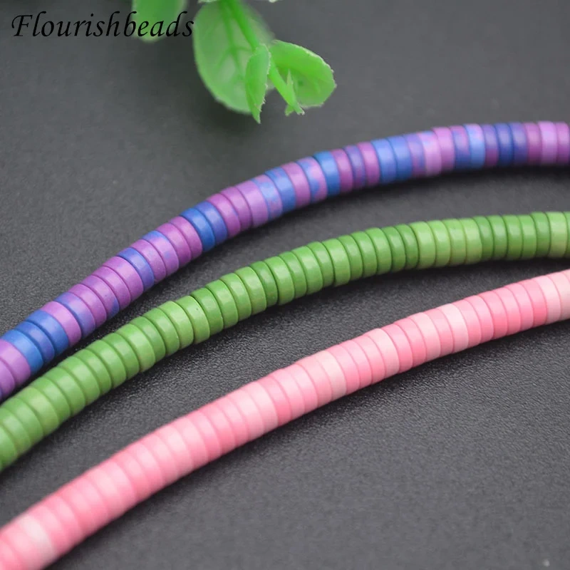 New Arrived 4mm Anion Oxide Stone Purple Green Pink Color Spacer Flat Round Loose Beads for DIY Jewelry Making 5strands/lot