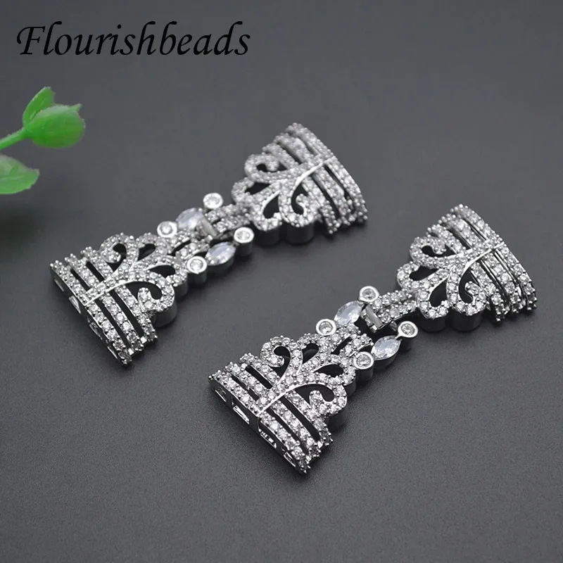 High Quality Double Crown Clasp Paved CZ Beads Connectors for Jewelry Making Supplies DIY Bracelets  Accesories 5pcs/lot