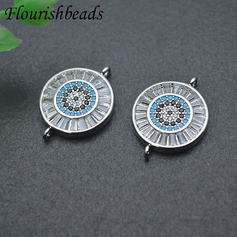17x22mm Jewelry Findings Round Disc Zirconia Connector Crystal Clasp for DIY Fashion Bracelet Parts 10pcs/lot