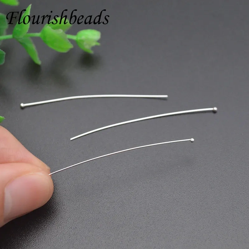 Wholesale 100pcs/lot 925 Sterling Silver Ball Pins 20 50mm Ball Head Pins Needles Findings Diy  for Jewelry Making Accessories