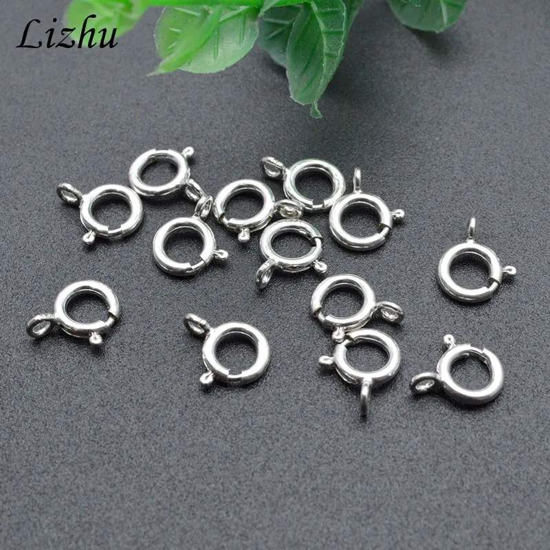 8mm 10mm 925 Sterling Silver Spring Rings Clasp Connectors for DIY Jewelry Making Necklace Accessories 10pcs/lot