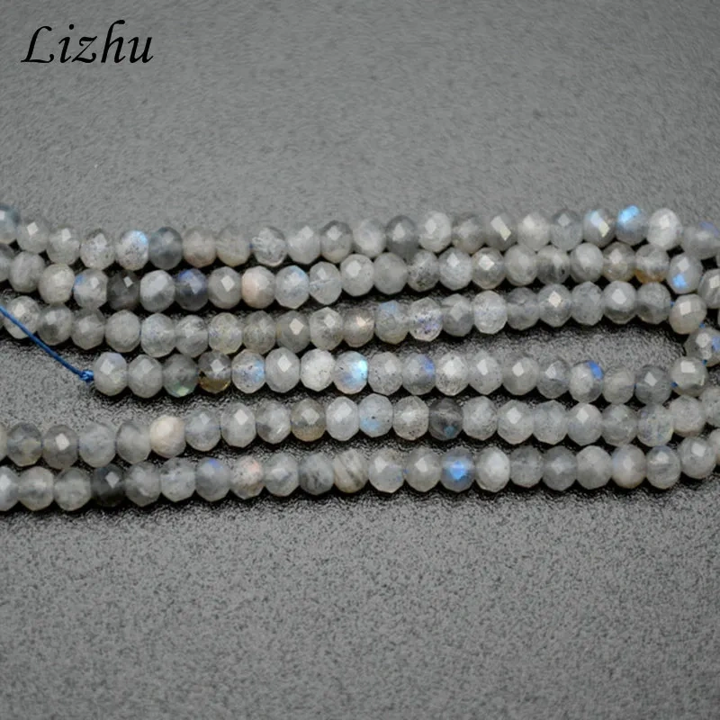 Faceted Natural Labradorite Diamond Cutting 2x3mm Stone Rondelle Loose Beads 5 Strands/lot