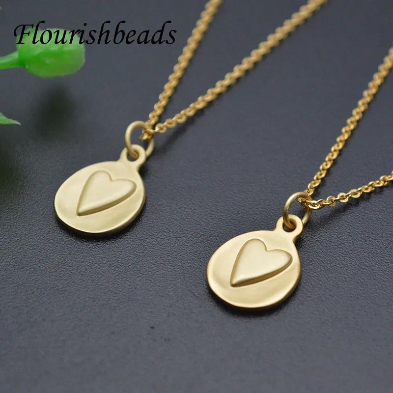 Brass Gold Color Fashion Necklace Heart Chain Pendant Simplicity Necklaces for Women Jewelry Party Charm Gifts 10pcs/lot