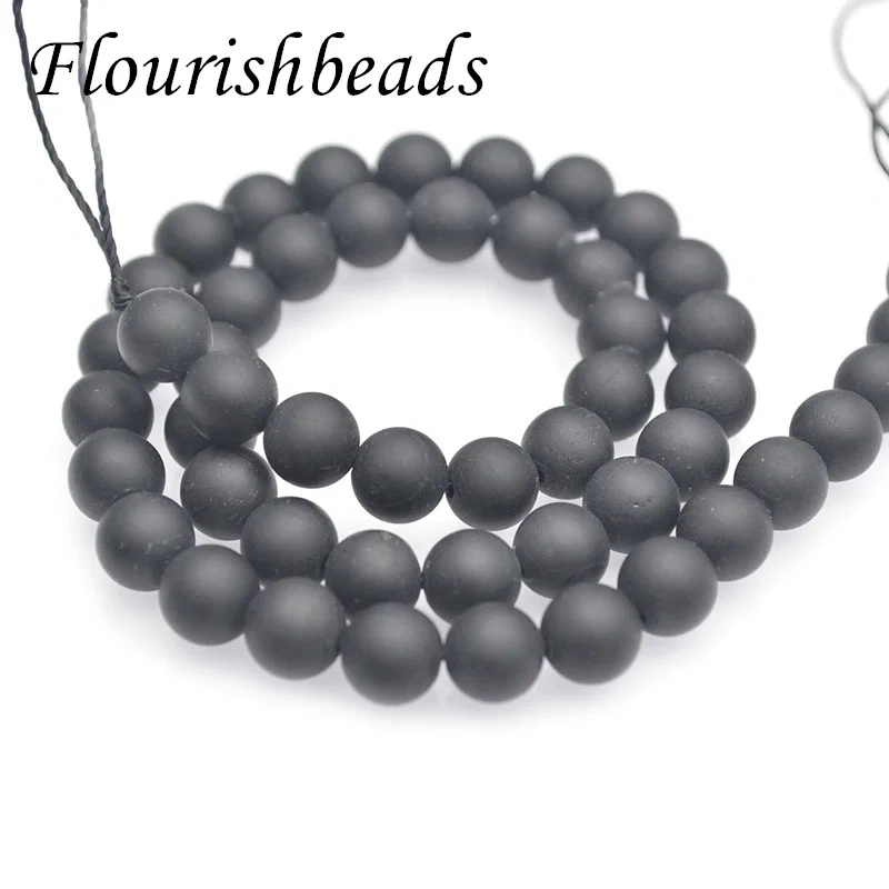 Natural Matte Black Tourmaline 6mm 8mm Round Stone Loose Beads for Bracelets Necklace Diy Jewelry Making 5strand/lot