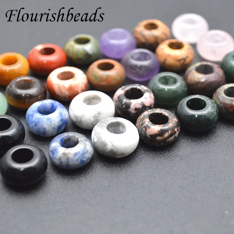 8x14mm Natural Gemstone 6mm Big Hole Beads Abacus Shape Amethyst Howlite Aventurine Loose Beads for Jewelry Making 20pcs/lot