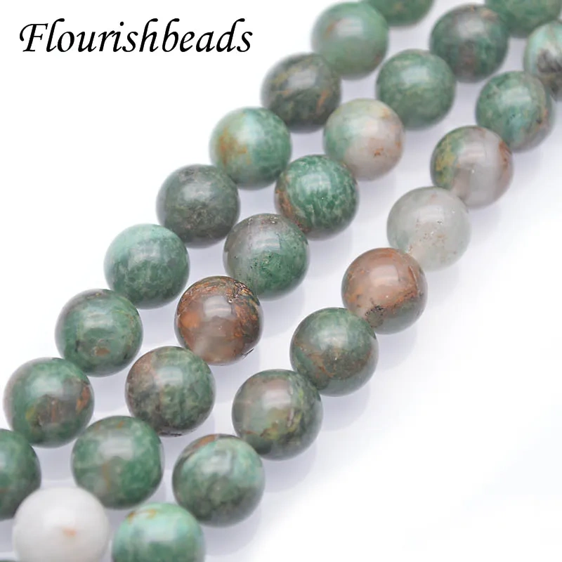 10mm Natural Stone African Jade Round Smooth Loose Beads for Jewelry Making DIY Bracelet Necklace 5 Strands Per Lot
