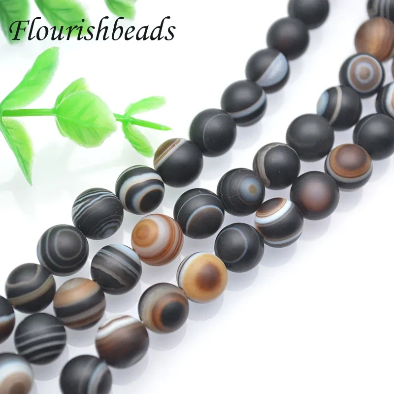 8mm Natural Matte Banded Eye Veirs Agate Round Loose Stone Beads for Jewelry Making DIY Bracelet 5 Strands Per Lot