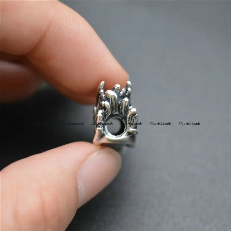 Chinese Dragon Head Beads Vintage S999 Anti Silvery Charms Fits Bracelet Necklace Making Small 7x19mm / Big 10x26mm